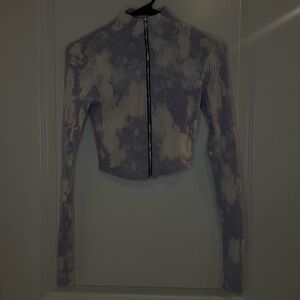 Cotton Citizen Lavender and Cream Tie Dye Crop Top Sweater